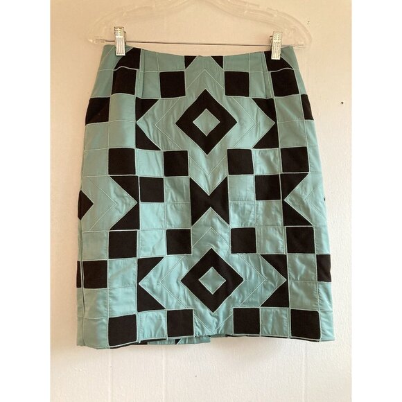 Carlisle Dresses & Skirts - Vintage 90s CARLISLE Skirt  A Line Geometric Patchwork Career Pencil Size 4 EUC
